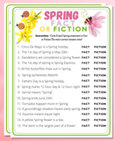 Spring Fact Or Fiction Printable Game | Kids Adults Fun Trivia Activity | Church, Office, Classroom, Office, Seniors Event Idea | Quiz