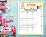 spring friendly feud printable trivia party game for kids and adults