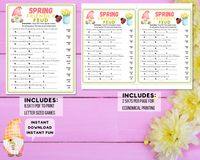 spring friendly feud printable party trivia game for kids and adults