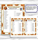 March Madness NCAA Matching Trivia  Party Game, College Basketball NCAA Game, Printable Or Virtual, Instant Download
