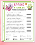 Spring Riddles Printable Quiz Game | Fun Activity Idea For Adults & Kids | Office, Classroom, Seniors Church Party Quiz | Matching Game