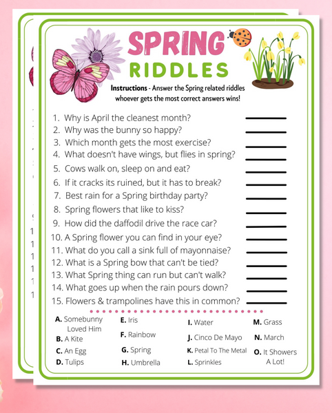 Grade 3 Spring Riddles Spring Riddles Printable Quiz Game | Fun Activity Idea For Adults & Ki ...