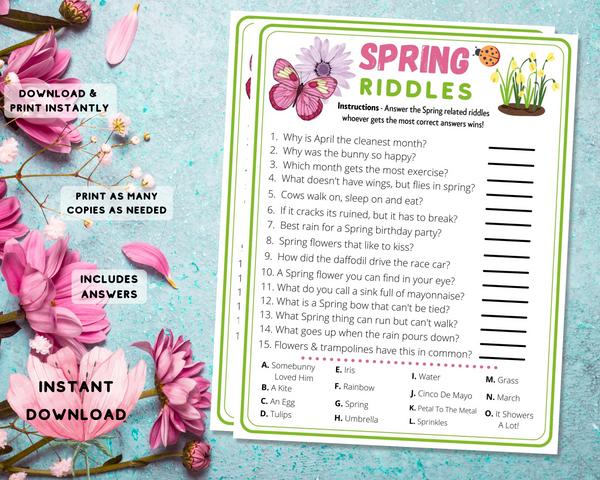 Spring Riddles Printable Quiz Game | Fun Activity Idea For Adults & Ki ...