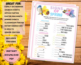 Signs Of Spring Trivia Printable Game | Fun Kids & Adults Party Activity | Seniors, Classroom, Office, Church Quiz | Group Idea