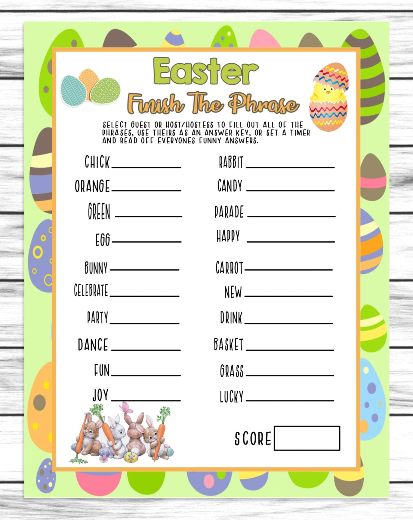 Easter Finish The Phrase Party Game, Printable Or Virtual Easter Word – Enjoymyprintables for Free Printable Finish The Phrase For Seniors