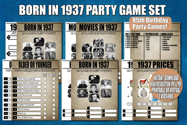 printable or virtual 85th birthday party games
