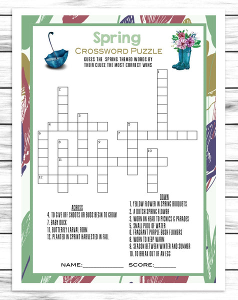 spring indoor activity kids adults crossword puzzle party game