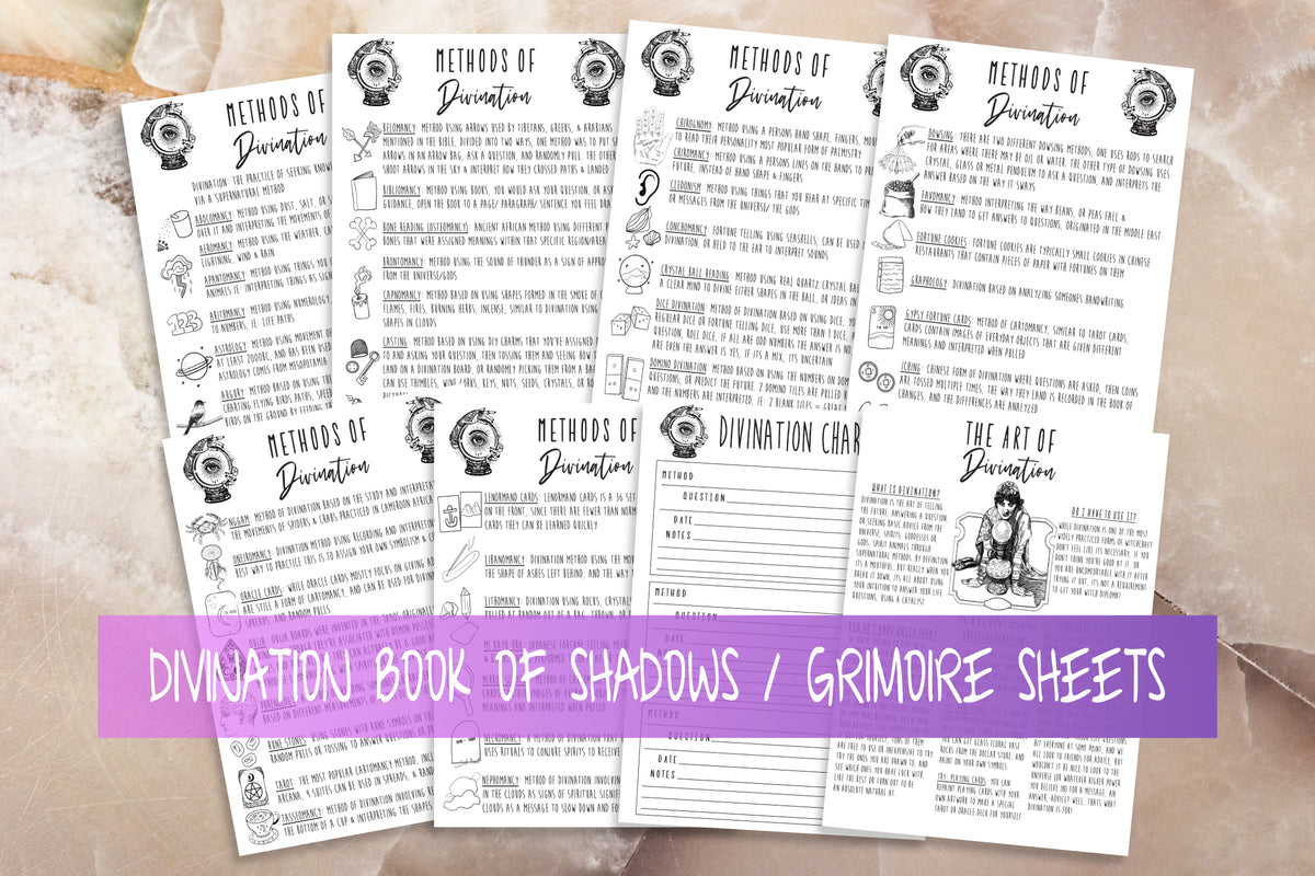 Divination Methods Book Of Shadows Witchcraft Grimoire Pages Printable ...