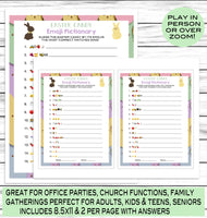 printable or virtual easter candy emoji pictionary game