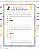 easter candy emoji pictionary quiz game printable or virtual