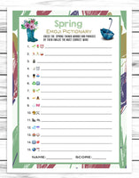 spring printable or virtual emoji pictionary game 