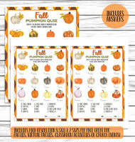 fall pumpkin printable or virtual quiz game