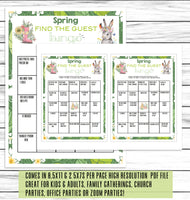 spring party game find the guest bingo social game
