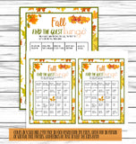autumn fall find the guest bingo printable party game
