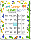 Summer Party Family Reunion Find The Guest Bingo Game, Printable Party Ice breaker Favor, Instant Download