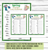 spring finish the phrase party game