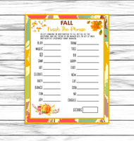 fall party printable or virtual game finish the phrase