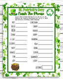 St Patricks Day Party Activity Finish The Phrase Word Game