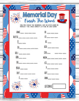 memorial day finish the word pary game download printable