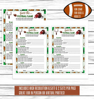  Printable Football Guessing Game Idea For Adults & Kids | Instant Download Office Classroom Party Quiz Activity