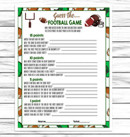 Printable Football Guessing Game