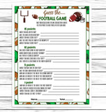 Printable Football Guessing Game