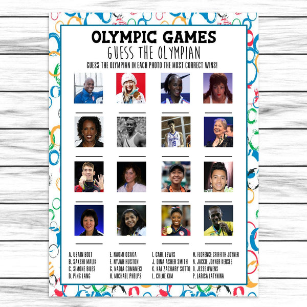 summer olympics printable or virtual guess the olympian athlete game