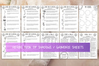 Printable Magical Herbs Book Of Shadows Set | Grimoire Pages For Witchcraft