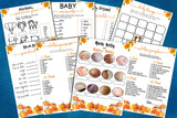 Pumpkin Halloween Baby Shower Games Package 8 Printable Games ,Fall Baby Shower, Autumn Baby Shower ,Instant Download ,Little Pumpkin