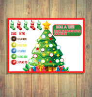 Christmas Kids Table Game, Roll A Christmas Tree Game, Kids Game For Xmas, Childrens Winter Game, Holiday Game
