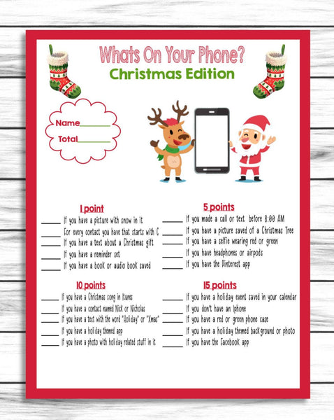 Christmas Game, Whats On Your Phone, Christmas Party Game, Xmas Party ...