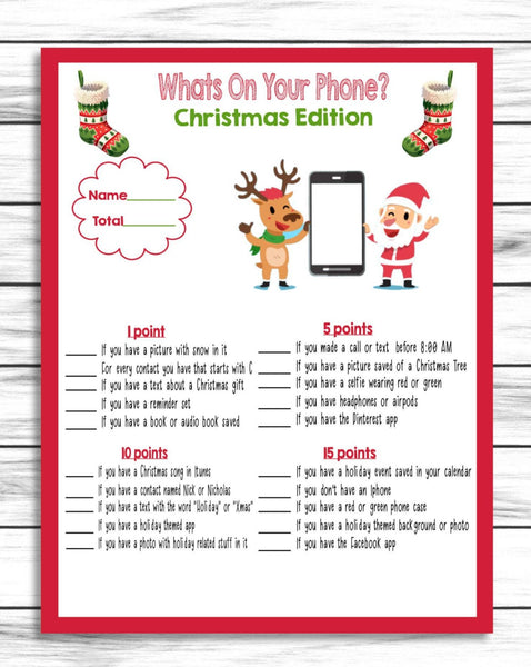 Christmas Game, Whats On Your Phone, Christmas Party Game, Xmas Party Enjoymyprintables Christmas Game, Whats On Your Phone, Christmas Party Game, Xmas Party Enjoymyprintables