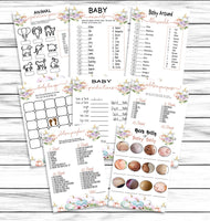 Pastel Watercolor Pumpkin Girl Baby Shower Games Set 8 Printable or Virtual Games ,Fall Baby Shower, Autumn Baby Shower ,Instant Download