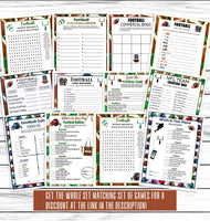 Football Word Search, Printable Or Virtual Football Party Game For Kids & Adults, Ideas, Instant Download Activity, Office Classroom Party