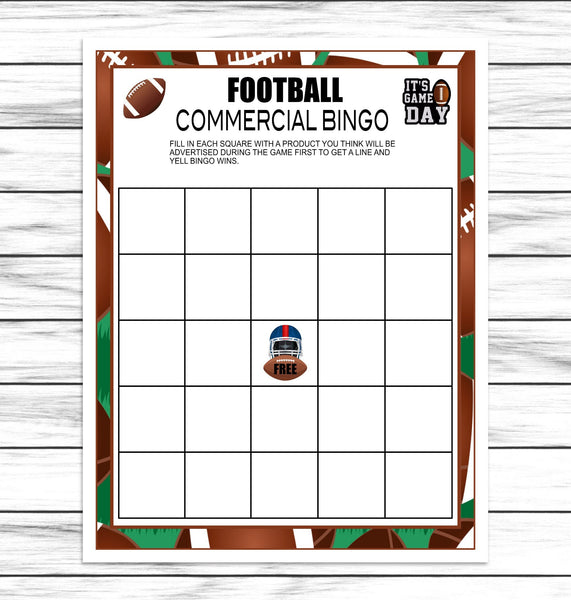 Commercial Bingo Printable Or Virtual Football Party Game For Kids & Adults, Ideas, Instant Download Activity, Office Classroom Party