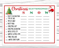 Christmas Scattergories Game, Printable Or Virtual Holiday Party Game For Kids & Adults, Classroom Office Party Activity, Fun Xmas Word Game