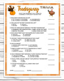 Thanksgiving Trivia Game, Printable Or Virtual Turkey Day Trivia Quiz For Kids & Adults, Fun Friendsgiving Trivia, Office, Classroom Party