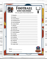 Football Word Scramble, Printable Or Virtual Football Party Game For Kids & Adults, Ideas, Instant Download Activity, Office Classroom Party