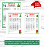 Christmas Word Search Game, Printable Or Virtual Holiday Party Game For Kids & Adults, Classroom Office Party Activity, Fun Xmas Game