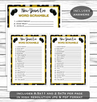 New Years Eve Word Scramble Game, Printable Or Virtual Holiday Party Game For Kids & Adults, Classroom Office Party Activity, NYE Jumble