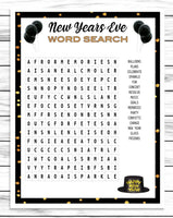 New Years Word Search Game, Printable Or Virtual Holiday Party Game For Kids & Adults, Classroom Office Party Activity, Fun NYE Game