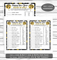 New Years Trivia Quiz Game, Printable Or Virtual Holiday Party Game For Kids & Adults, Classroom Office Party Activity, Fun NYE Game