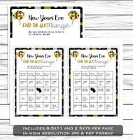 Adult Holiday Office Game, New Years Game, Ice Breaker Game, Mingle Game, Home Party Game, Printable Find The Guest Bingo