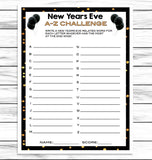 New Years A-Z Race Game, Printable Or Virtual Holiday Party Game For Kids & Adults, Classroom Office Party Activity, Fun NYE Word Game