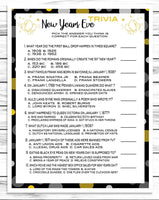 New Years Eve Trivia Game, Printable Or Virtual Holiday Party Game For Kids & Adults, Classroom Office Party Activity, Fun NYE Quiz