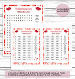 Valentines Day Word Search Game, Virtual Or Printable V-Day Party Game, Valentine Word Find For Kids Or Adults, Fun Activity