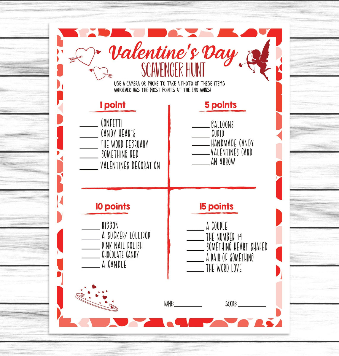 Valentines Day Scavenger Hunt Game, Virtual Or Printable V-Day Party G ...