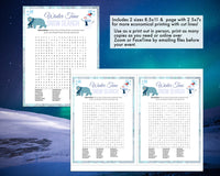 Snow Word Search Find Winter Party Game, For Adults Kids, Classroom, Office, Winter Party Printable Virtual Game, Family Reunion, Instant