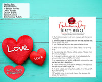 Galentines Day Dirty Minds Game -Fun Party Game - Ladies Night Out - Girls Night In - Dirty Minds Naughty Trivia Quiz - Instant Download