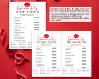Galentines Day Famous Couples Game -Fun Party Game - Ladies Night Out - Girls Night In - Couples Trivia Quiz - Instant Download